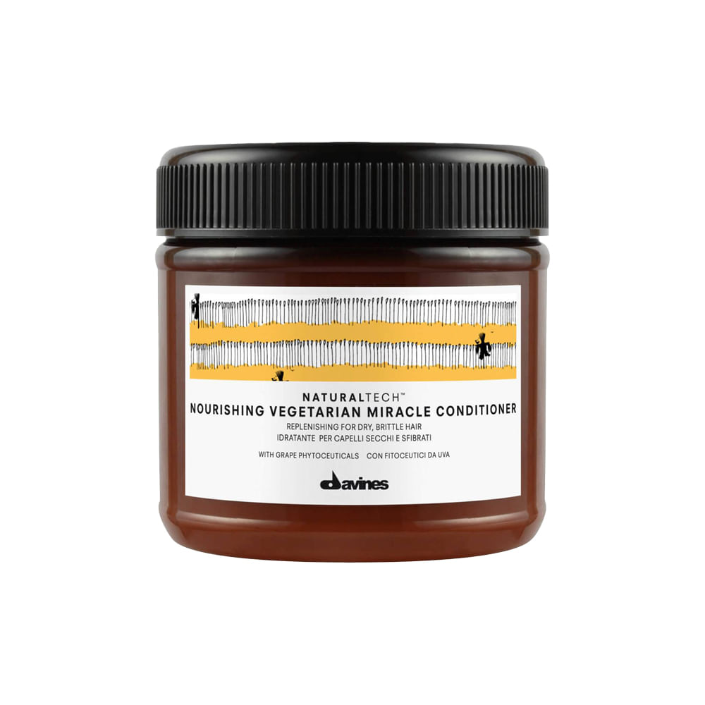Encontraproduto.com.br - Kit Davines Naturaltech Nourishing - Shampoo 250 ml + Condicionador 250 ml + Máscara Building Pak 250 ml + Fluido 100 ml