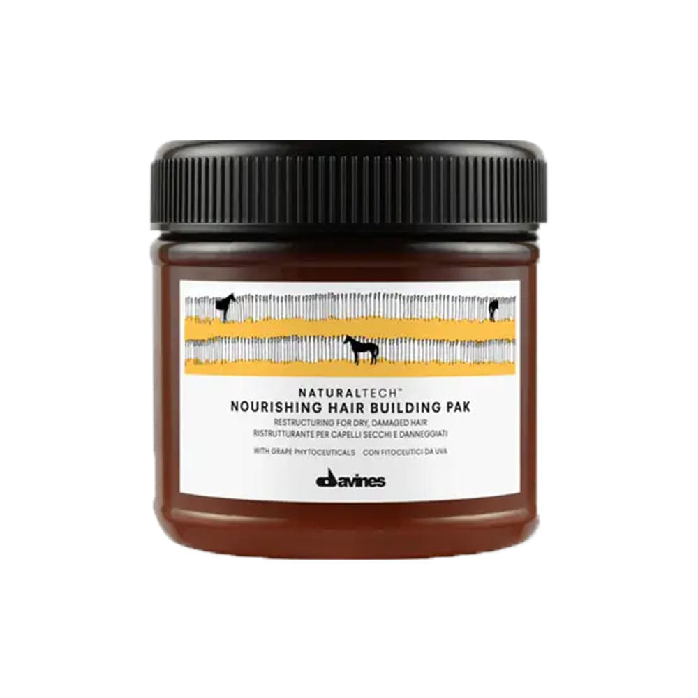 Encontraproduto.com.br - Kit Davines Naturaltech Nourishing - Shampoo 250 ml + Condicionador 250 ml + Máscara Building Pak 250 ml + Fluido 100 ml