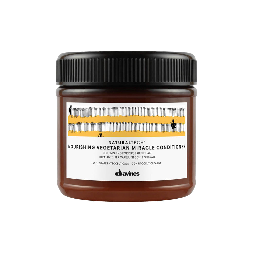 Encontraproduto.com.br - Kit Davines Naturaltech Nourishing - Shampoo 250 ml + Condicionador 250 ml + Máscara Building Pak 250 ml + Fluido 100 ml