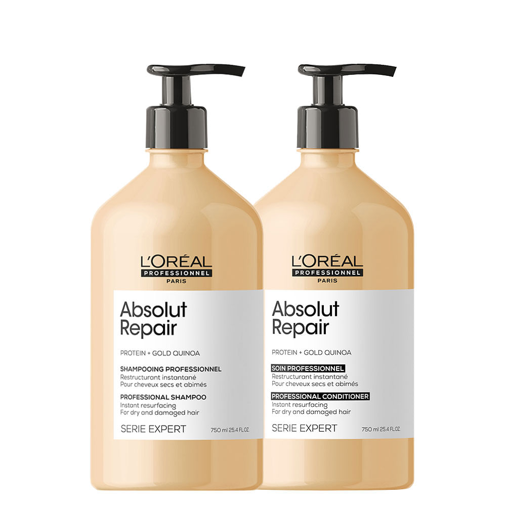 Kit LOréal Professionnel Serie Expert Absolut Repair Gold Quinoa - Shampoo 750 ml + Condicionador 750 ml