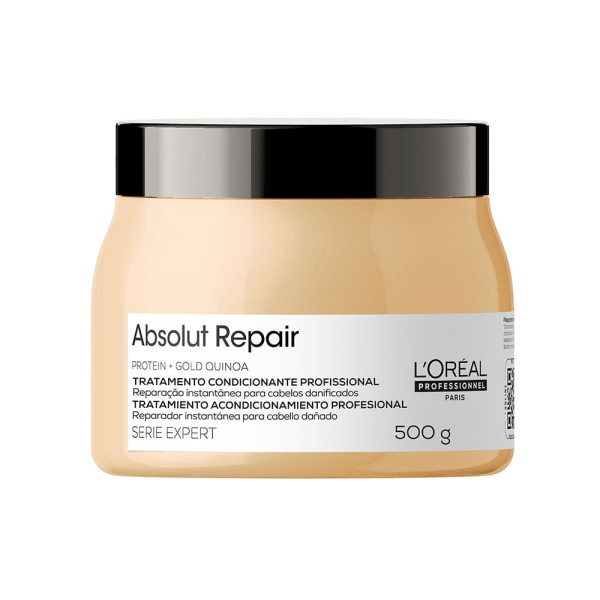 Encontraproduto.com.br - Kit LOréal Professionnel Serie Expert Absolut Repair Gold Quinoa - Shampoo 750 ml + Condicionador 750 ml + Máscara Reparação 500 g + Óleo 90 ml
