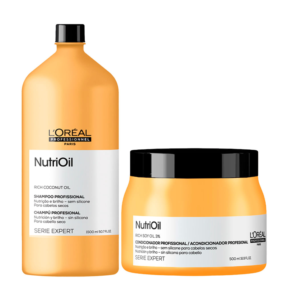Kit LOréal Professionnel Serie Expert NutriOil - Shampoo 1500 ml + Máscara Nutritiva 500 ml