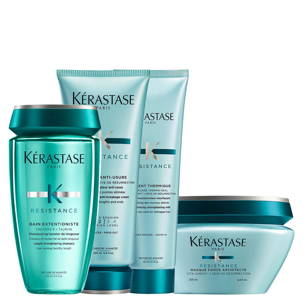 Kit Kérastase Résistance - Shampoo Extentioniste 250 ml + Condicionador Anti-Usure 200 ml + Máscara Architecte 200 ml + Leave-in Thermique 150 ml