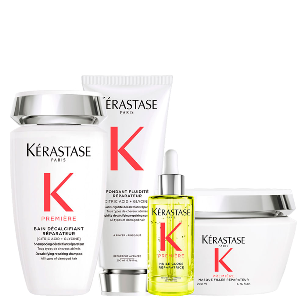 Encontraproduto.com.br - Kit Kérastase Première Réparateur - Shampoo 250 ml + Condicionador 200 ml + Máscara 200 ml + Óleo  30 ml