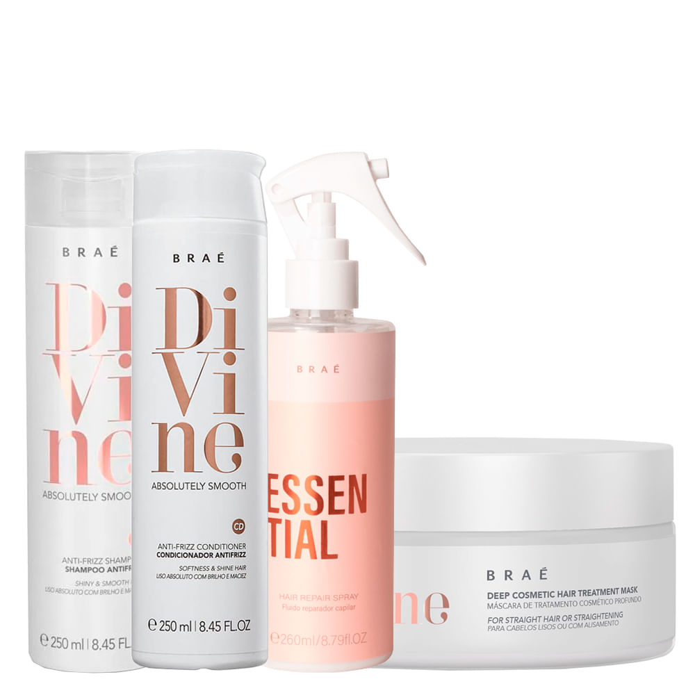 Kit Braé Divine - 3 Produtos + Fluido Essential 260 ml