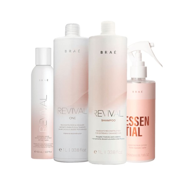 Encontraproduto.com.br - Kit Braé Revival – Shampoo 1000 ml + Condicionador 1000 ml + Finalizador Intense 150 ml + Fluido 260 ml