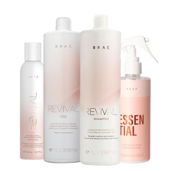 Encontraproduto.com.br - Kit Braé Revival – Shampoo 1000 ml + Condicionador 1000 ml + Finalizador Intense 150 ml + Fluido 260 ml
