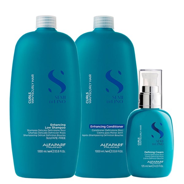 Encontraproduto.com.br - Kit Alfaparf Milano Professional Semi Di Lino Curls - Shampoo 1000 ml + Condicionador 1000 ml + Creme 125 ml