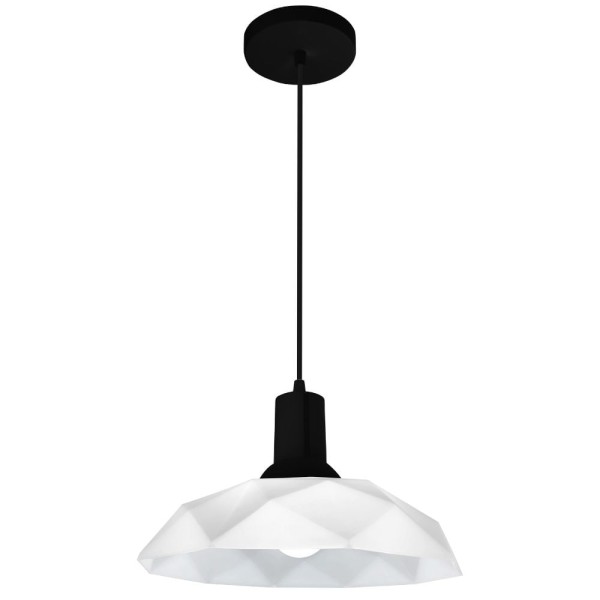 Encontraproduto.com.br - Pendente Flowers Branco Com Copo Preto Pp E27 1 Lâmpada Viena Luz