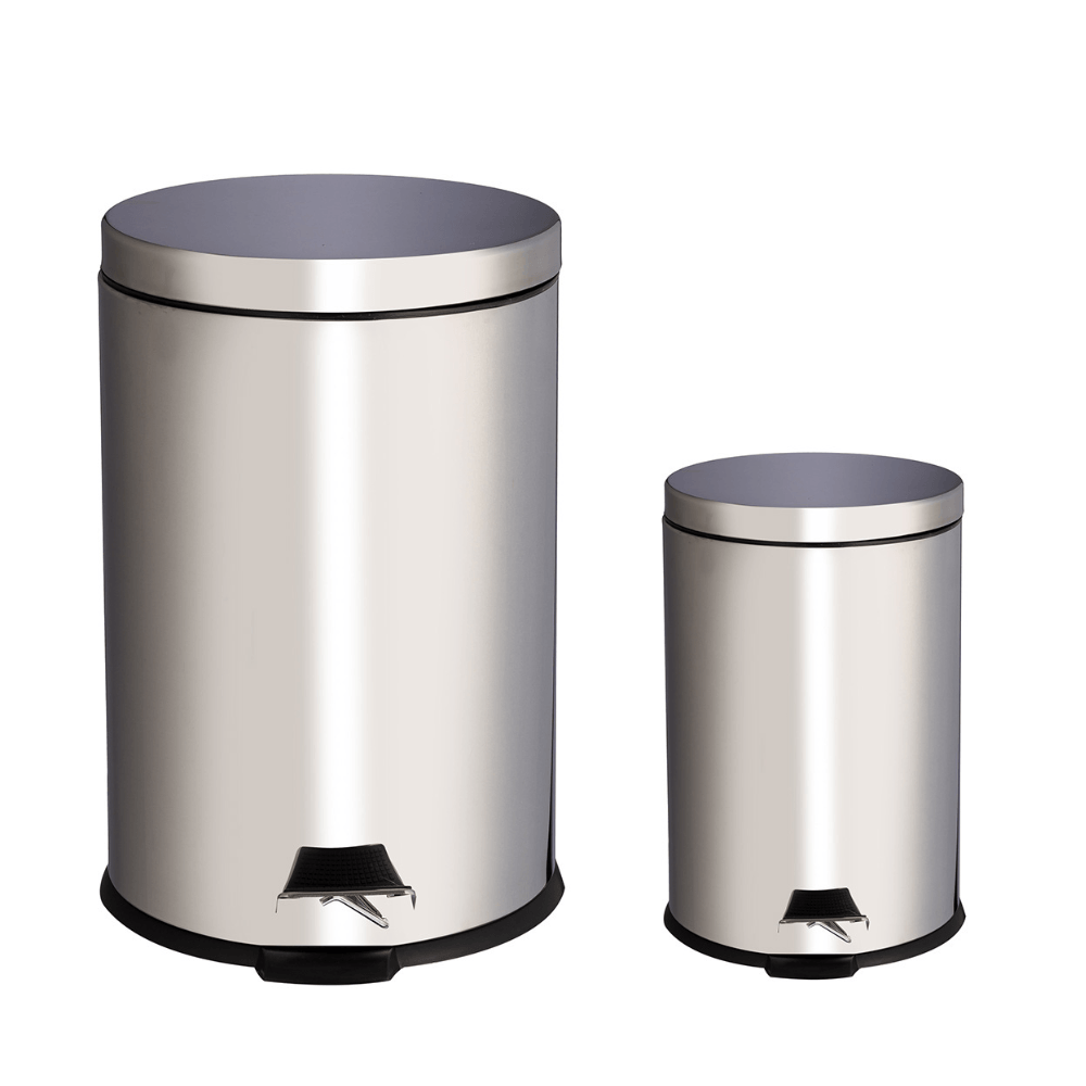 Kit Lixeiras Aço Inox Prata Com Pedal 5lts E 20lts Tiklar