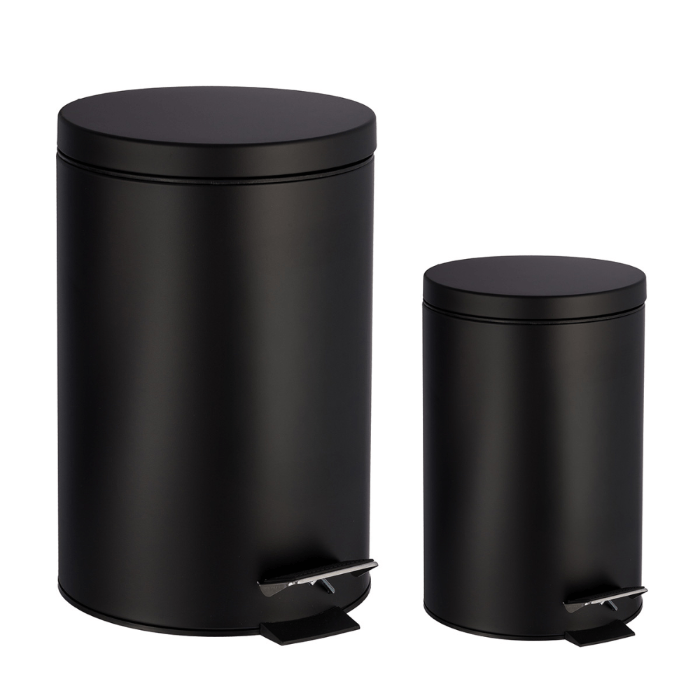 Kit Lixeiras Ferro Preto Com Pedal 5lts E 20lts Tiklar