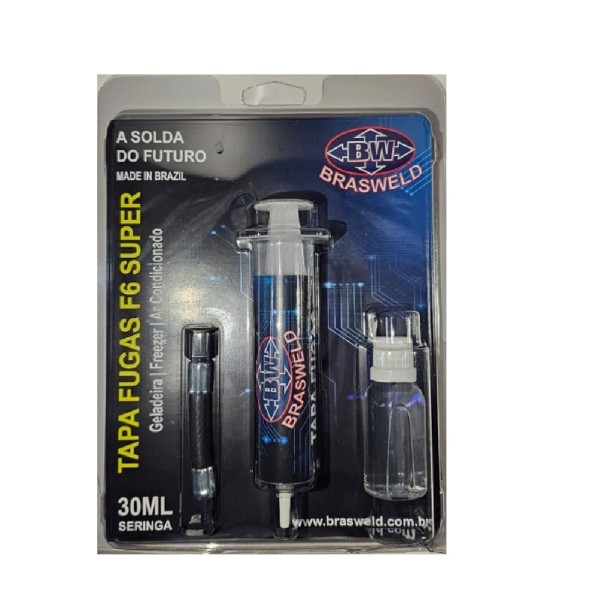 Tapa Fugas Brasweld F5 Super 30ML sem Mangueira para Refrigerador e Ar Condicionado