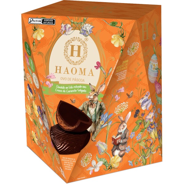 Encontraproduto.com.br - Ovo de Chocolate ao Leite Haoma com Recheio de Creme de Caramelo Salgado Sem Açucar - 250g