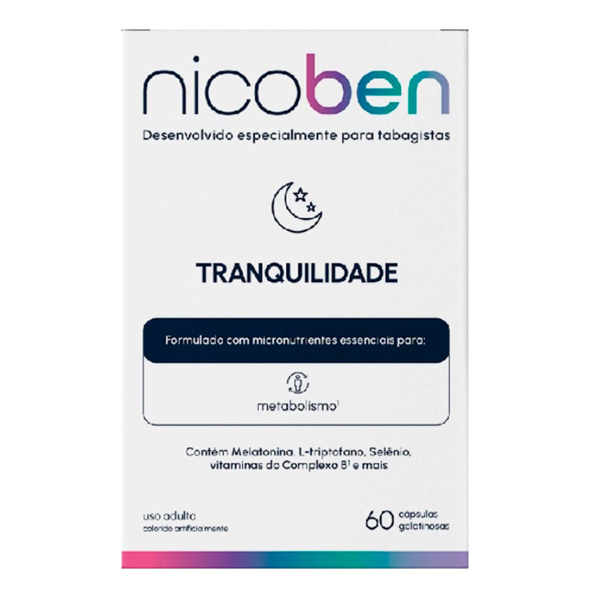 Encontraproduto.com.br - Complemento Alimentar Nicoben Tranquilidade 60 Cápsulas Gelatinosas