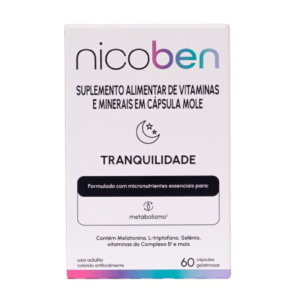 Encontraproduto.com.br - Complemento Alimentar Nicoben Tranquilidade 60 Cápsulas Gelatinosas