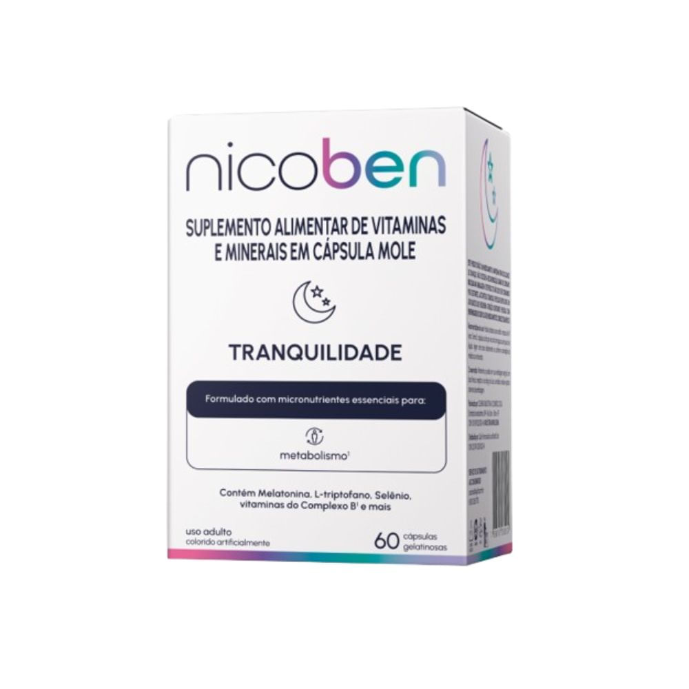 Encontraproduto.com.br - Complemento Alimentar Nicoben Tranquilidade 60 Cápsulas Gelatinosas