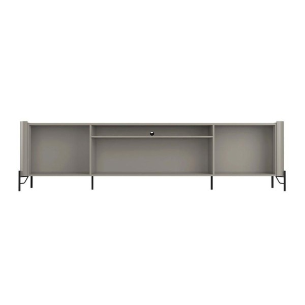 Encontraproduto.com.br - Rack Com 4 Portas Brise Para Sala 220cm Pés Metal 100% Mdf Cor grigio Com Preto