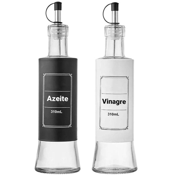 Encontraproduto.com.br - Galheteiro De Vidro Com Aço Inox 2 Peças 310ml