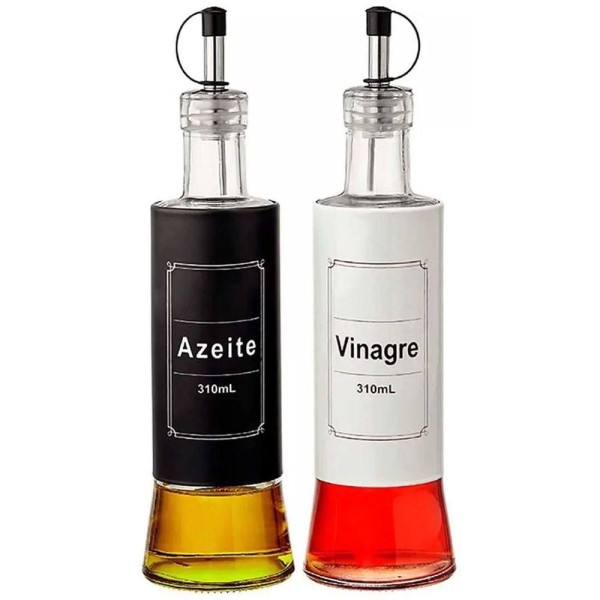Encontraproduto.com.br - Galheteiro De Vidro Com Aço Inox 2 Peças 310ml