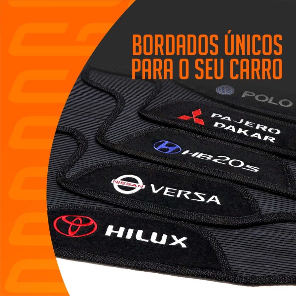 Encontraproduto.com.br - Jogo de Tapete PVC S10 Cabine Dupla 2008 a 2018 Preto com Logo Bordada Concept 3D 3 Peças