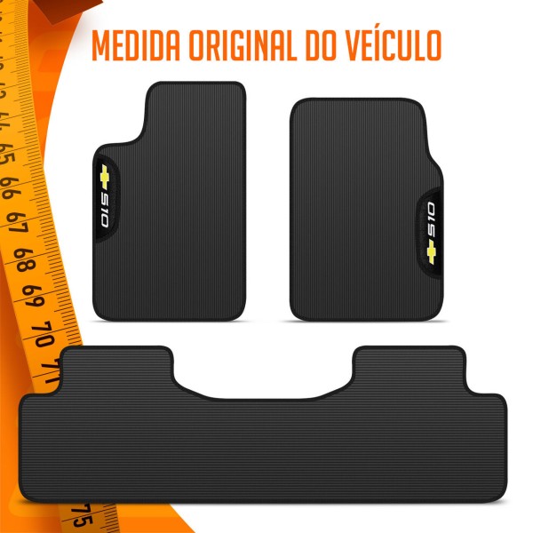 Encontraproduto.com.br - Jogo de Tapete PVC S10 Cabine Dupla 2008 a 2018 Preto com Logo Bordada Concept 3D 3 Peças