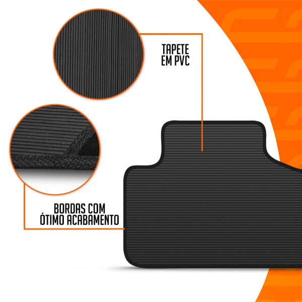 Encontraproduto.com.br - Jogo de Tapete PVC S10 Cabine Dupla 2008 a 2018 Preto com Logo Bordada Concept 3D 3 Peças