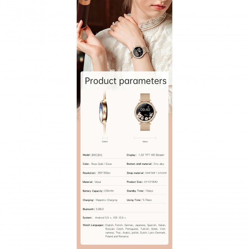 Encontraproduto.com.br - Relógio Smartwatch Feminino Foxbox 1841 À Prova DÁgua Bege Chamada Bluetooth