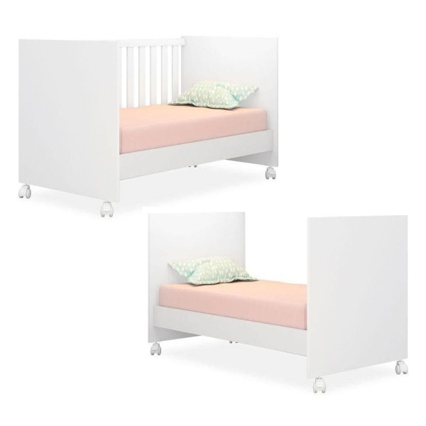 Encontraproduto.com.br - Jogo De Quarto Infantil Completo Helena Com Guarda Roupa 4 Portas, Cômoda 1 Porta E Berço Branco