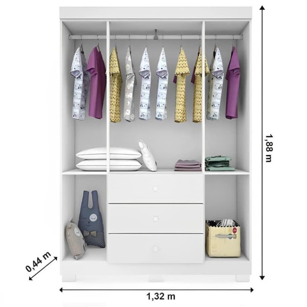 Encontraproduto.com.br - Quarto Infantil Completo Anne Com Guarda Roupa 4 Portas E Cômoda 1 Porta E 4 Gavetas E Berço Branco