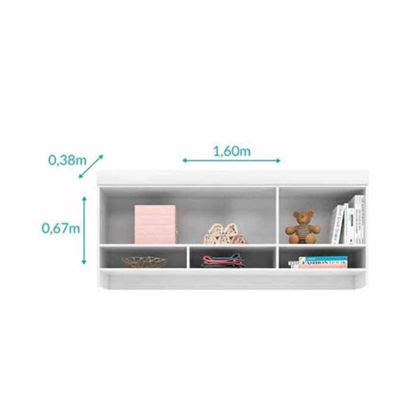 Encontraproduto.com.br - Guarda Roupa Infantil Eloisa 1 Porta Com Modulo Aéreo Branco Brilho - Phoenix Baby