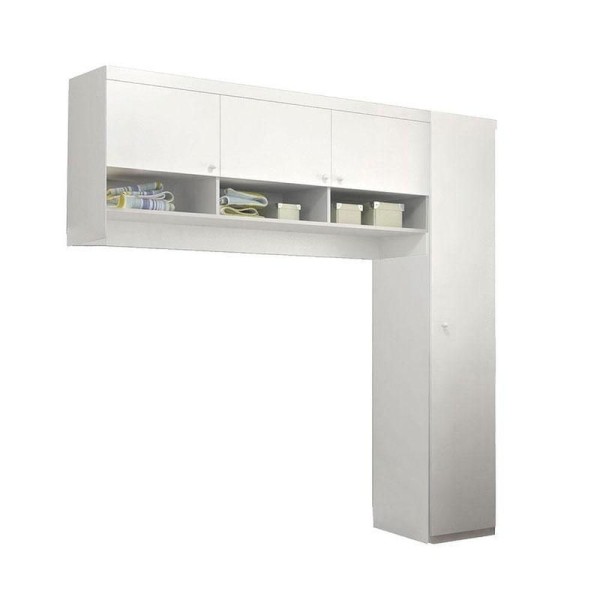 Encontraproduto.com.br - Guarda Roupa Infantil Eloisa 1 Porta Com Modulo Aéreo Branco Brilho - Phoenix Baby