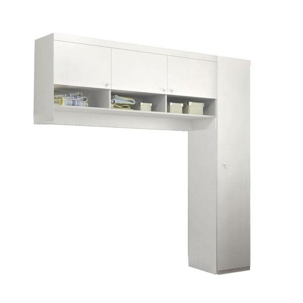 Encontraproduto.com.br - Guarda Roupa Infantil Eloisa 1 Porta Com Modulo Aéreo Branco Brilho - Phoenix Baby