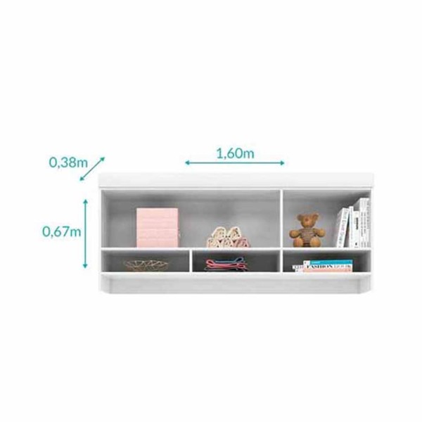 Encontraproduto.com.br - Guarda Roupa Infantil Eloisa 1 Porta Com Modulo Aéreo Branco Brilho - Phoenix Baby