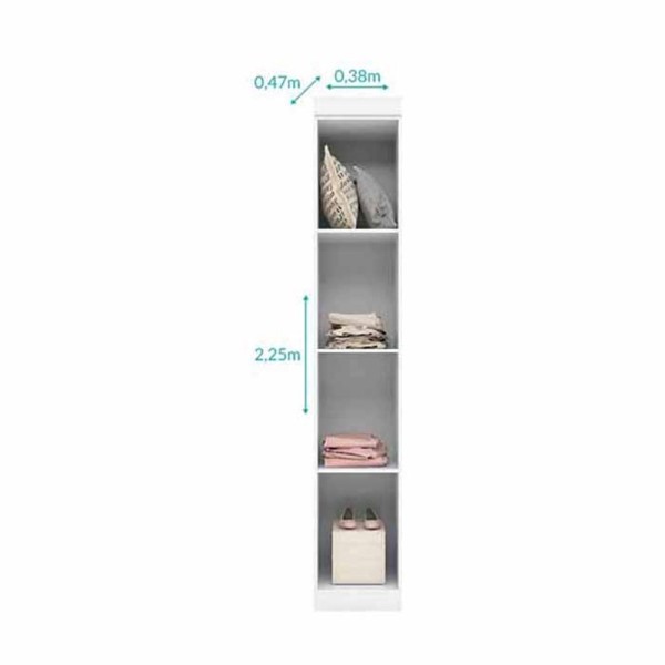 Encontraproduto.com.br - Guarda Roupa Infantil Eloisa 1 Porta Com Modulo Aéreo Branco Brilho - Phoenix Baby