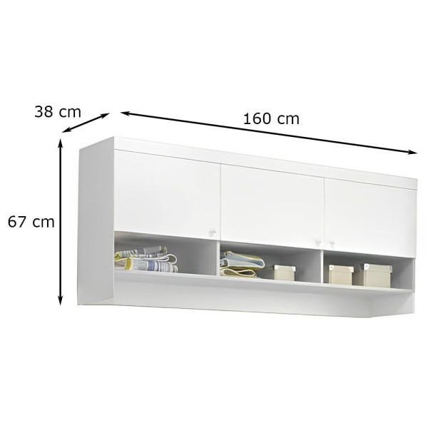 Encontraproduto.com.br - Guarda Roupa Infantil Eloisa 1 Porta Com Modulo Aéreo Branco Brilho - Phoenix Baby