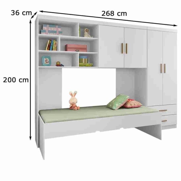 Encontraproduto.com.br - Quarto Chiara Roupeiro, Modulo Aéreo E Cama - Phoenix Baby