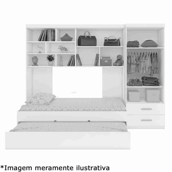 Encontraproduto.com.br - Quarto Chiara Roupeiro, Modulo Aéreo E Cama - Phoenix Baby