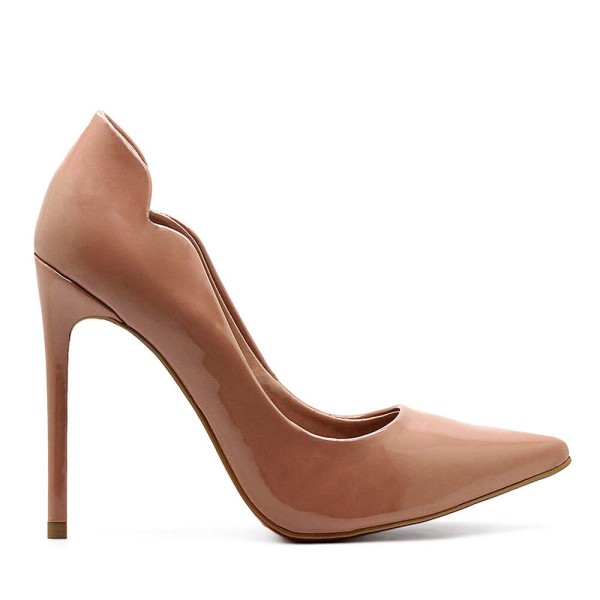 Encontraproduto.com.br - Scarpin Royalz Verniz Salto Alto Fino Celine Curvas Sola Vermelha Nude Escuro