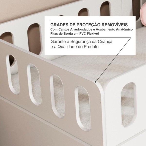 Encontraproduto.com.br - Bicama Solteiro Mdf Branco Com 04 Grades E Cabeceira Anatômica Mobilistore