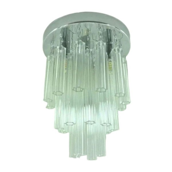 Encontraproduto.com.br - Kit Lustre Cristal Quadrado Plafon Redondo 20cm C- Lâmpada G9 5w Bq