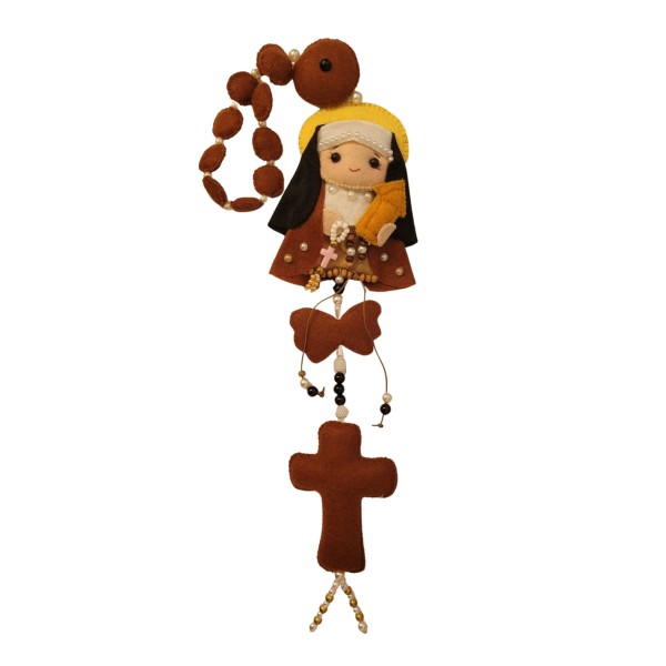Encontraproduto.com.br - Santa Clara com Terço Decorado - Artesanal