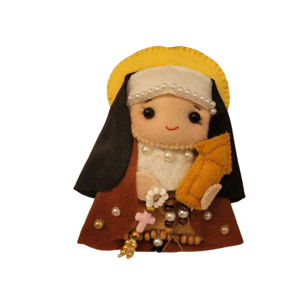 Encontraproduto.com.br - Santa Clara com Terço Decorado - Artesanal