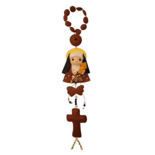 Encontraproduto.com.br - Santa Clara com Terço Decorado - Artesanal