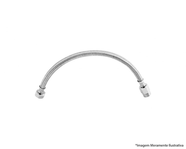 Encontraproduto.com.br - Engate Flexivel Trancado Inox 40 - Epdm Mxf Crom Niple Longo Higiban