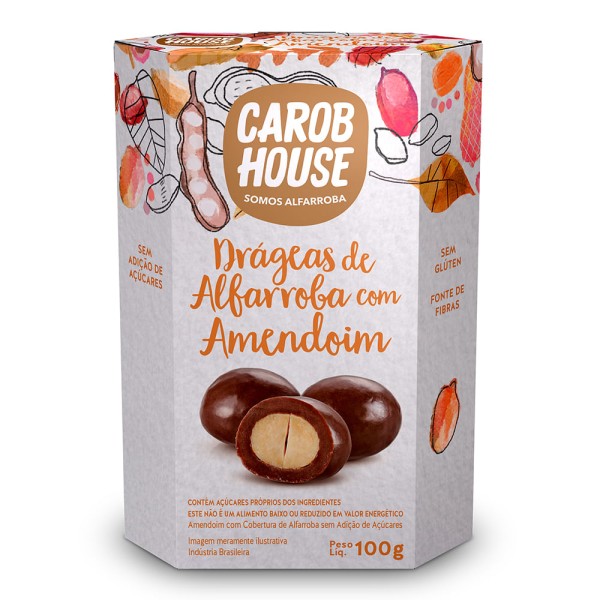 Encontraproduto.com.br - Drágeas de Alfarroba Carob House com Amendoim 100g