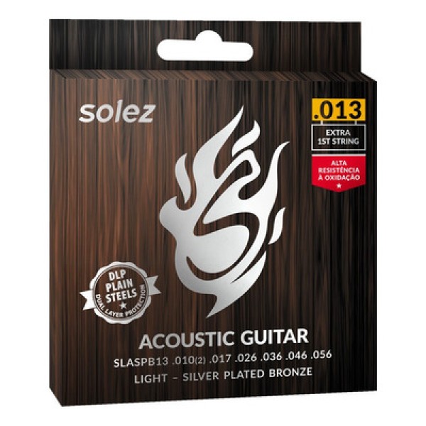 Encontraproduto.com.br - Corda Solez P/ Violão Aço Slaspb13 Silver Plated Bronze 13/56 - Ec0430
