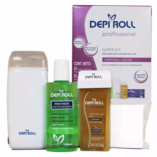 Encontraproduto.com.br - Super Kit Depilação Cera Sistema Roll-on DepiRoll - Bivolt