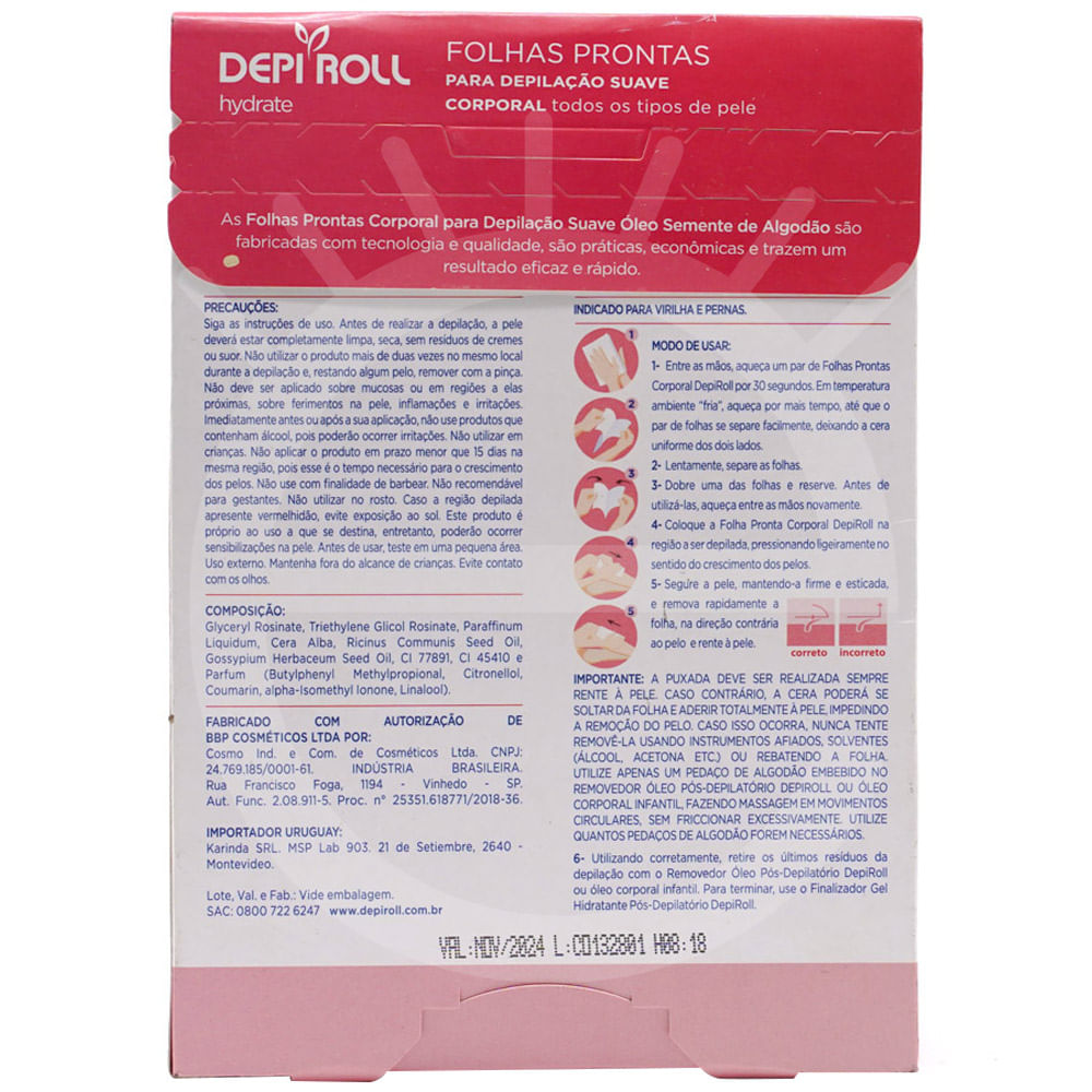 Encontraproduto.com.br - Lenços Prontos Depilatorios Depi Roll-On Corporal 8 Pares - Depi Roll