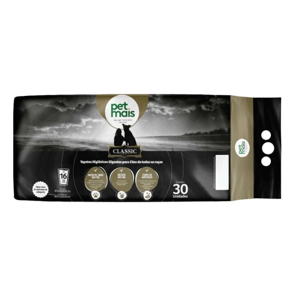 Encontraproduto.com.br - Tapete Higiênico Petmais Classic para Cães 90x60cm - Contém 30 unidades