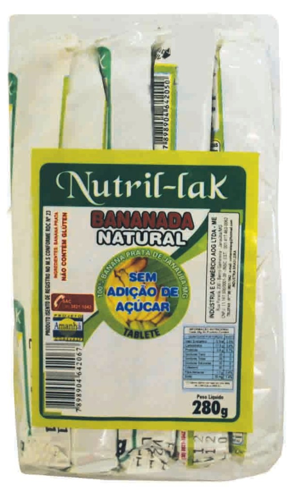 Bananada Nutryllack Natural Zero Açúcar 230g